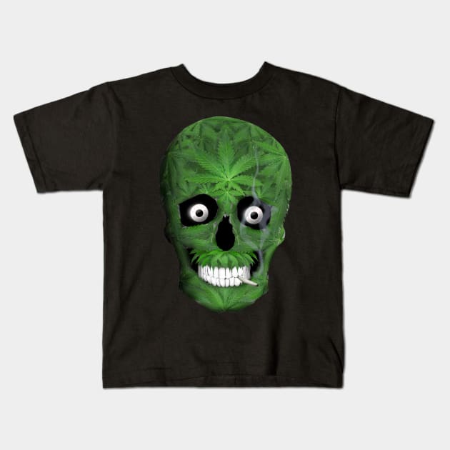 Pot Leaf Skull, Stash and Doob Kids T-Shirt by TinaGraphics